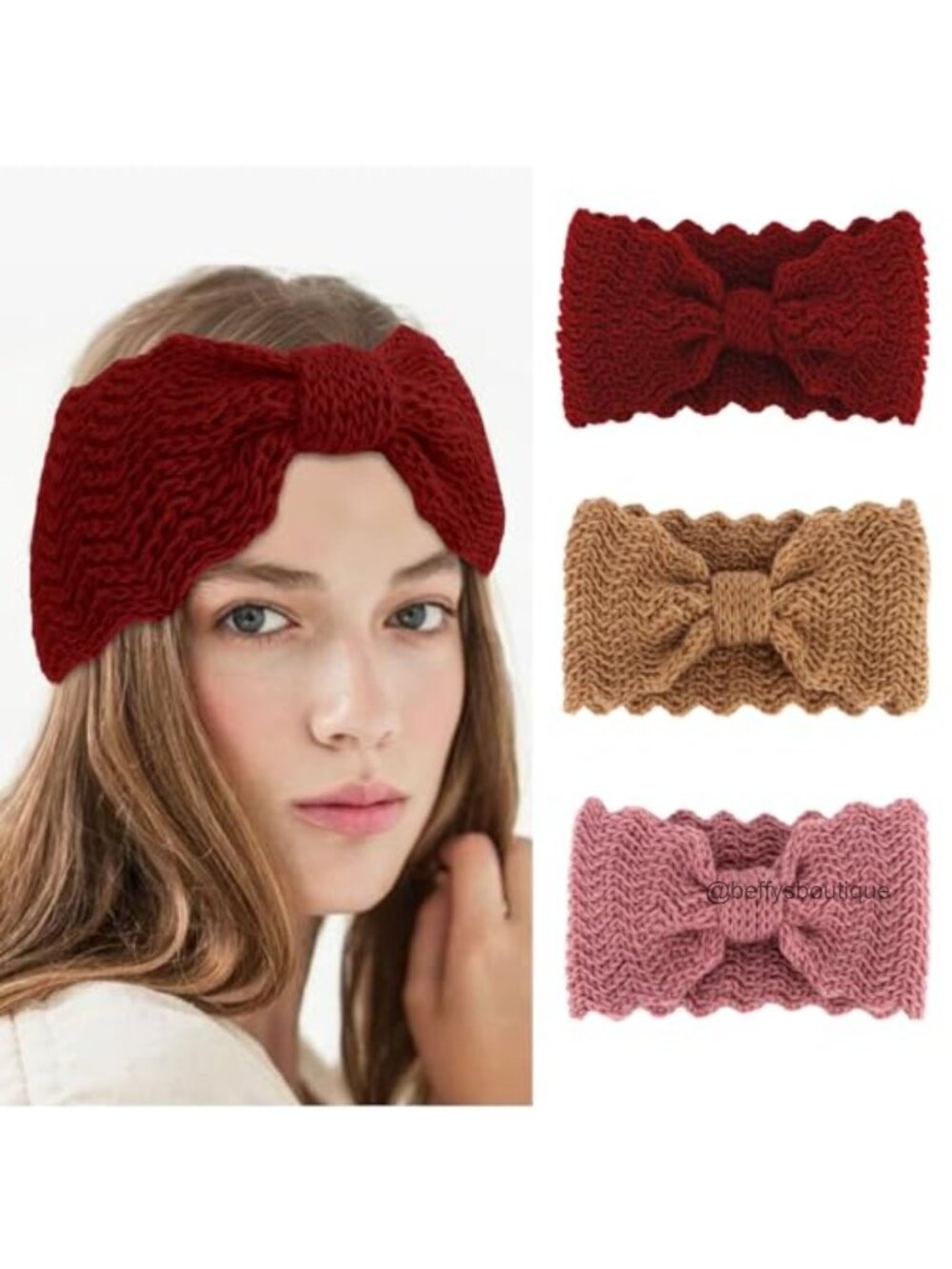 Wide Knitted Winter Headband Ear Warmer Fleece Lined Soft Elastic Hair Accessory